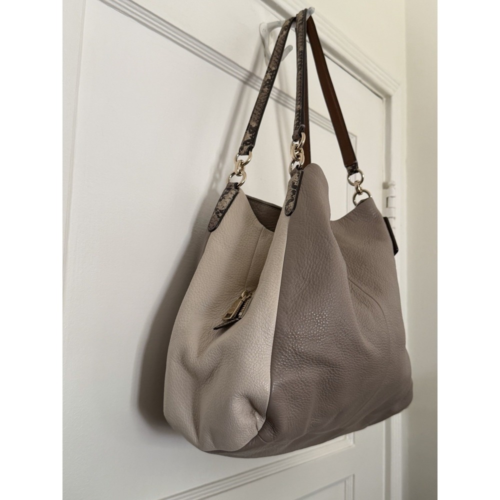 Coach Bag Madison Leather Phoebe Shoulder Bag Y2K Vintage Grey Pebble Snake Hobo - Picture 2 of 13